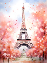 Fototapeta na wymiar Art painting of Eiffel Tower