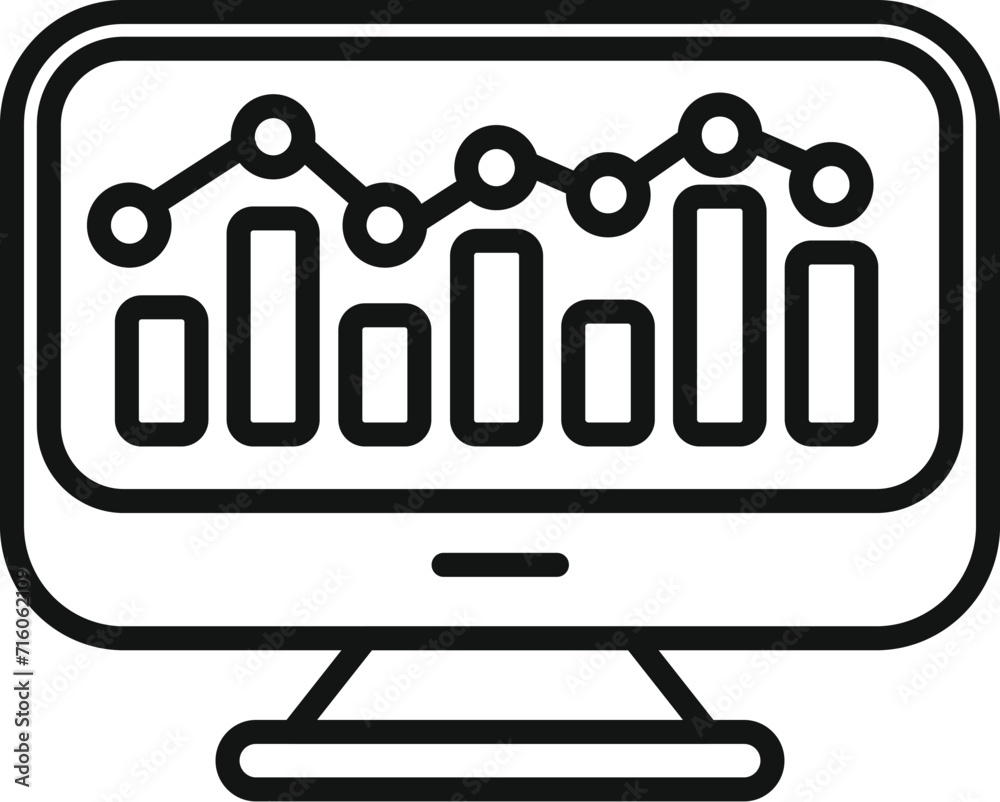 Poster graph computer chart icon outline vector. online boost. seo website
