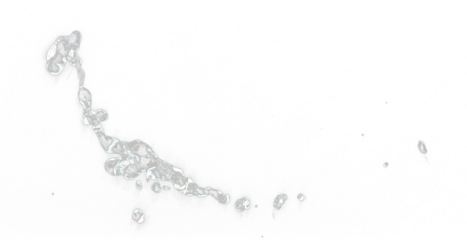 Shape form throw of Water splashes into Line water in air and stop motion freeze shot. Shape form Water for clear texture graphic resource elements, black background isolated