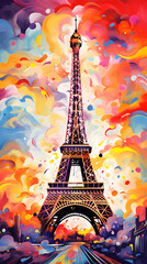 Fototapeta na wymiar Abstract illustration of Eiffel Tower