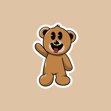Cute bear character design suitable for stickers or printed on t-shirts