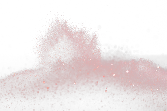Explosion metallic red glitter sparkle. rose Glitter powder spark blink celebrate, blur foil explode in air, fly throw red glitters particle. Black background isolated, selective focus Blur bokeh