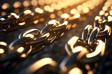Foto auf Acrylglas shinny gold metal chains background © StockUp