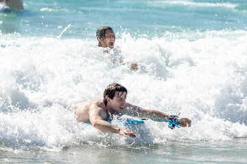 surfing on the beach in hawaii 