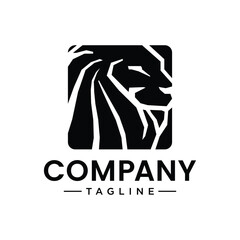 logo lion concept for a marketing company.  perfect lion head design in a square line