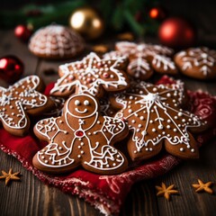 Celebrate the festive season with the delicious spiciness of gingerbread cookies, adorned with festive icing decorations. A sweet treat that adds joy and warmth to your holiday celebrations.
