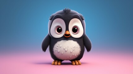 Fototapeta premium A cute cartoon passerine character Ai Generative
