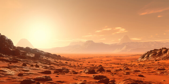 Red Martian Landscape: A Futuristic Journey through the Dusty Cosmos