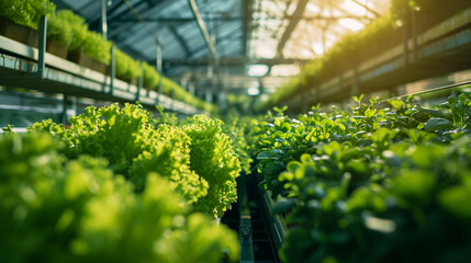 An image of urban food production systems like rooftop gardens and hydroponics, world of the future, dynamic and dramatic compositions, with copy space - obrazy, fototapety, plakaty