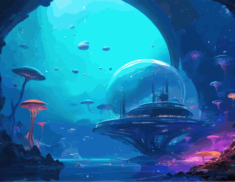 underwater scene with fishes
