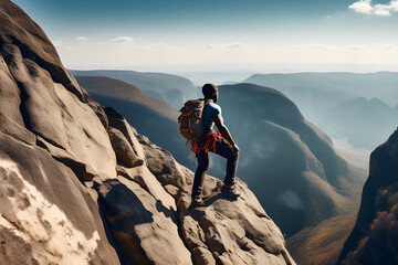 African American Climbers' Adventures: Extreme Sports and Beautiful Scenic Spaces in Black Rock and HD Radiant Space generative ai
