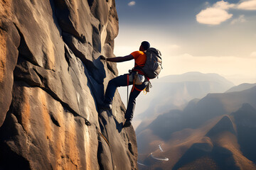 African American Climbers' Adventures: Extreme Sports and Beautiful Scenic Spaces in Black Rock and HD Radiant Space generative ai