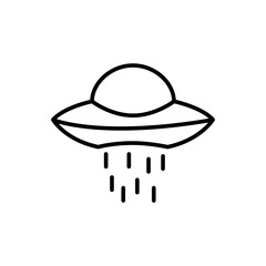 UFO outline icons, minimalist vector illustration ,simple transparent graphic element .Isolated on white background