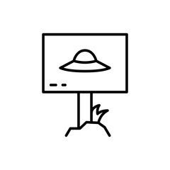UFO signboard outline icons, minimalist vector illustration ,simple transparent graphic element .Isolated on white background