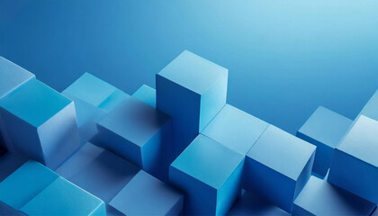 Fototapeta na wymiar 3d blue geometric background design with cubes