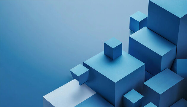 Fototapeta 3d blue geometric background design with cubes