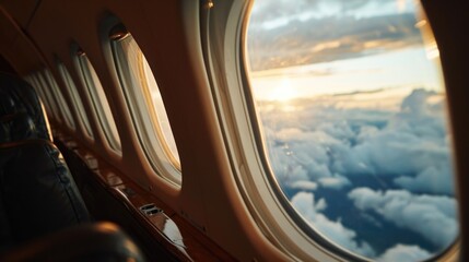 From the comfort of a private jet, a dedicated researcher spends hours analyzing data and reports, occasionally glancing out the window at the everchanging, majestic sky.