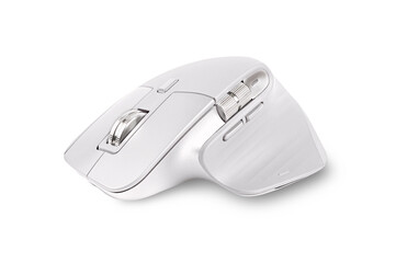 White computer mouse isolated on white background.