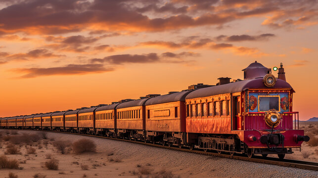 desert safari train in rajasthan India: An ornate, traditional train travels
