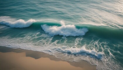 An aerial shot of a calm, azure ocean, the gentle waves creating a rhythmic pattern that soothesvvvvvvv