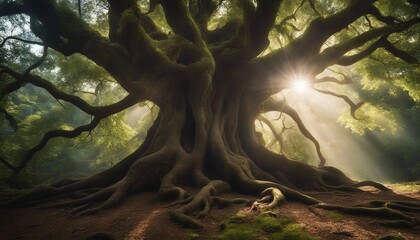Ancient Tree of Wisdom, a colossal tree with sprawling roots and a trunk thick with age