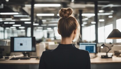 Fototapeta premium Business Casual Loose Bun, a relaxed yet tidy bun for a casual business setting