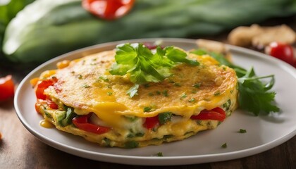 Colorful Veggie Omelette, a fluffy omelette filled with bell peppers, onions, and cheese