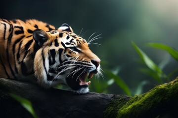 photo realistic fierce omnivorous animal in nature