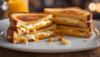 Gourmet Grilled Cheese, a golden-brown grilled cheese sandwich oozing with melted cheddar and gouda