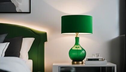 Minimalist Bedside Lamps, matching bedside lamps with a simple design and vibrant green shades