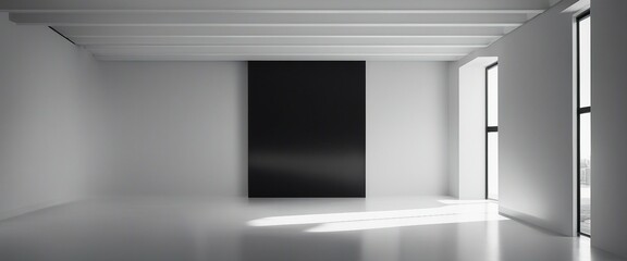 Monochrome Elegance_ A matte black wall featuring a sleek, narrow window, allowing a ray of light