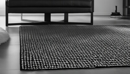Monochrome Textured Rugs, an arrangement of black and white rugs with varying textures