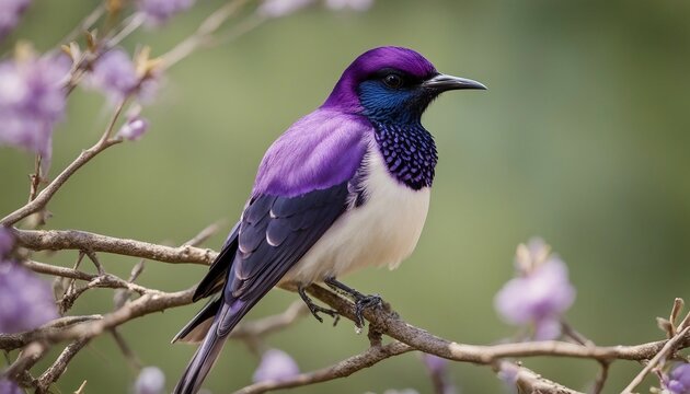 Violet-backed Starling in Acacia, a violet-backed starling perched amidst the thorns of an acacia