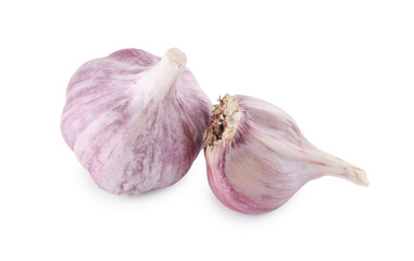 Fresh raw garlic heads isolated on white