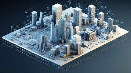 3D isometric design of a modern smart city. Property business illustration.
