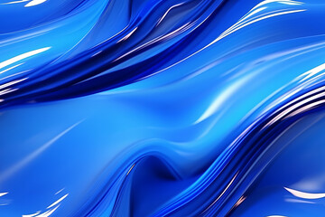 Explore the intricate beauty of smooth shapes and catchlights as blue liquid flows in an elegant pattern. A stunning abstract background, a result. AI generative