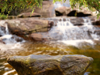 Empty stone nature show for packaging product presentation. Mock up for cosmetic products....