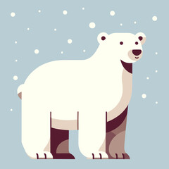 Obraz premium シロクマのベクターイラスト、冬、雪
