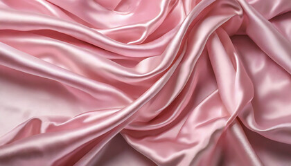 Title: Romantic Pink Silk Elegance with Smooth Texture and Luxurious Drapery Pattern on a Shiny Background.