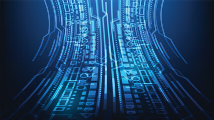 abstract blue digital background with blue lighting. futuristic information technology concept