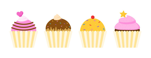 Cupcake muffin dessert cute illustration vector