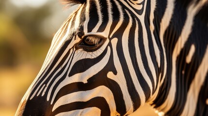 Closeup of a galloping zebras stripe pattern, a stunning example of the intricate and diverse designs found in nature that we must work to preserve. - obrazy, fototapety, plakaty