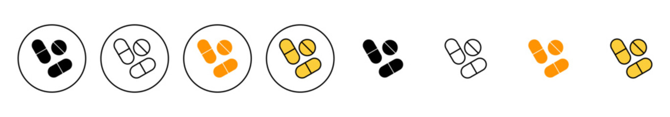 Pills icon set vector. capsule icon. Drug sign and symbol