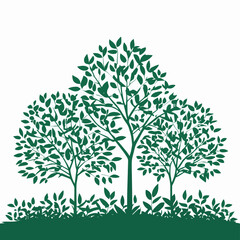 Tree silhouette green vector illustration