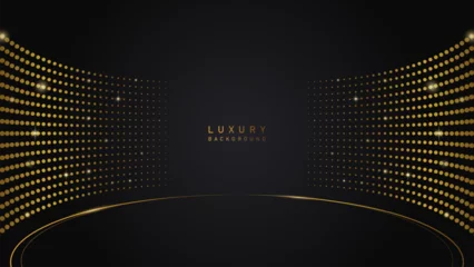 Foto op Plexiglas luxury glowing gold lighting on black background with lighting effect and sparkle. Luxury, premium, podium award vector design style © Arfan Zidny