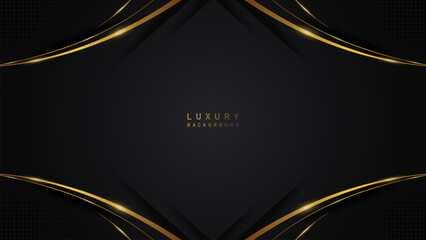 Luxury modern abstract background with golden lines on black backdrop concept. luxury premium vector design
