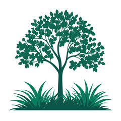 Tree silhouette green vector illustration