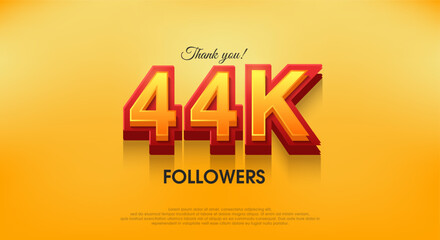 Thank you 44k followers 3d design, vector background thank you.