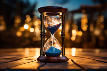 An hourglass with digital sand, representing the timeless nature of trust and reliability. Generative Ai.