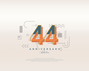 Modern cartoon design. simple for 44th anniversary celebration. Premium vector for poster, banner, celebration greeting.